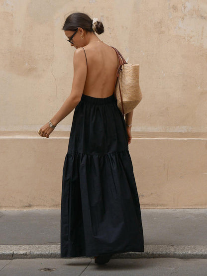Long Dress With Straight Back Decollete